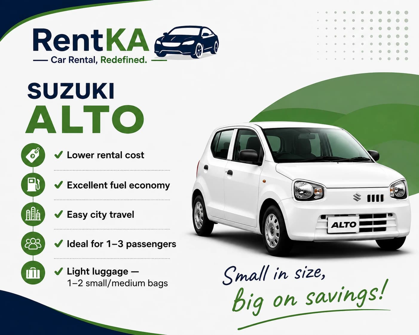 Suzuki Alto rental comparison for economical city and light travel